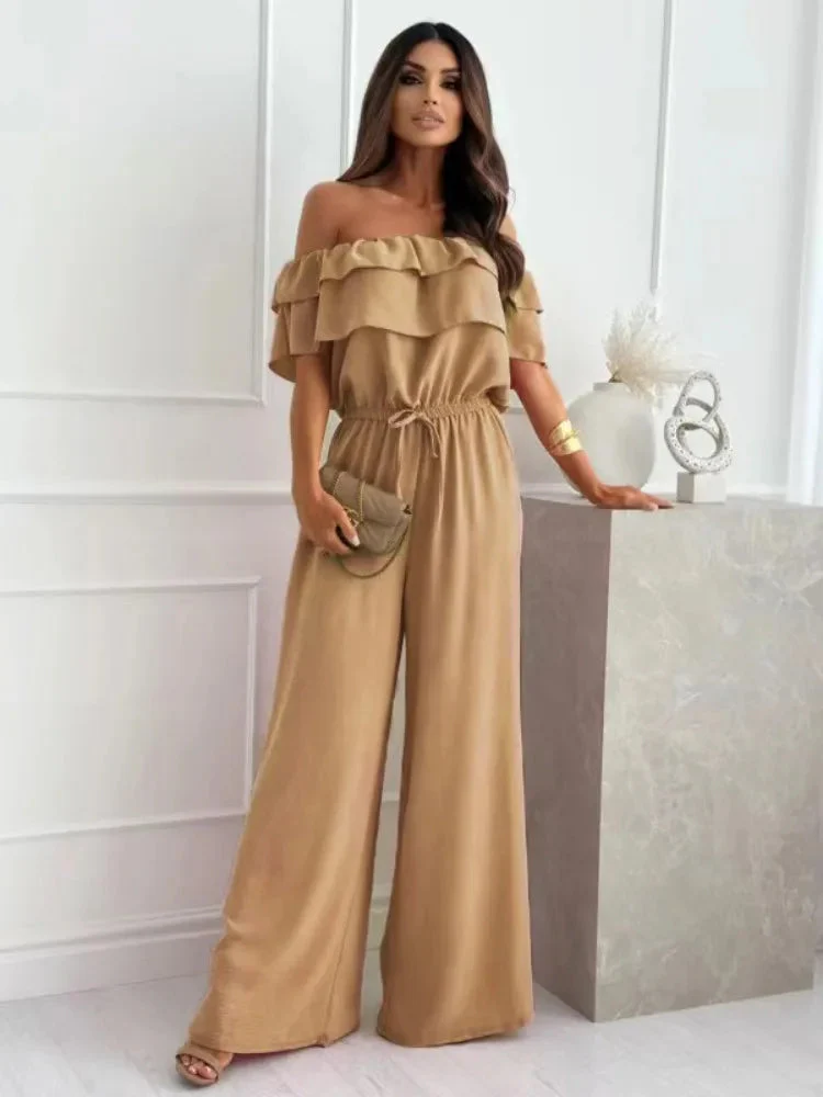 Nadine Jumpsuit | Off-the-Shoulder Ruffled Neckline Wide-Leg Jumpsuit - Image 5