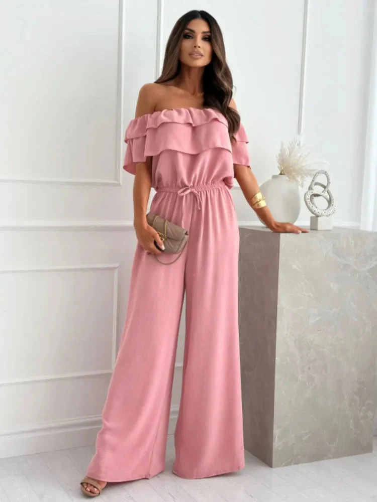 Nadine Jumpsuit | Off-the-Shoulder Ruffled Neckline Wide-Leg Jumpsuit - Image 6