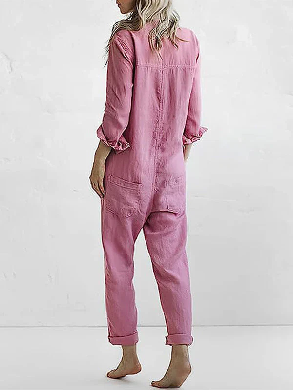 Nelly Long Sleeve Button Down Straight Leg Jumpsuit - Image 4