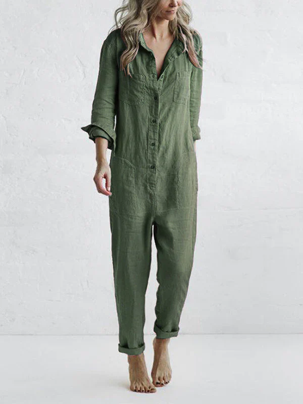 Nelly Long Sleeve Button Down Straight Leg Jumpsuit - Image 5