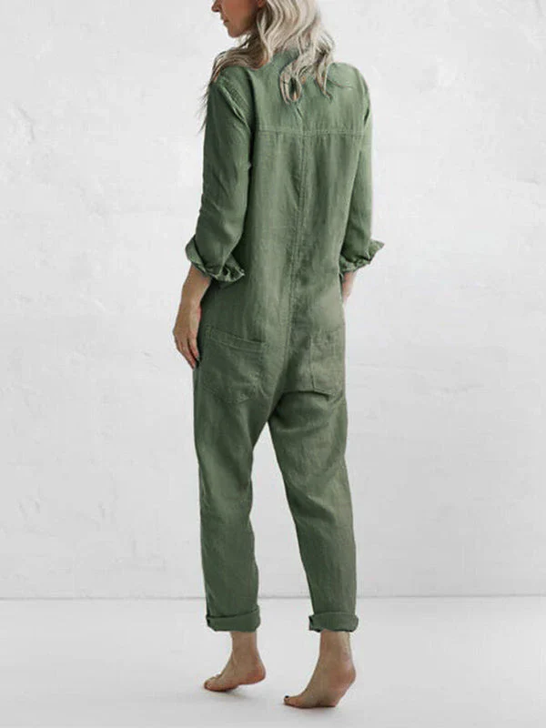Nelly Long Sleeve Button Down Straight Leg Jumpsuit - Image 6