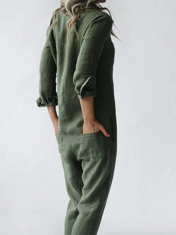 Nelly Long Sleeve Button Down Straight Leg Jumpsuit - Image 7