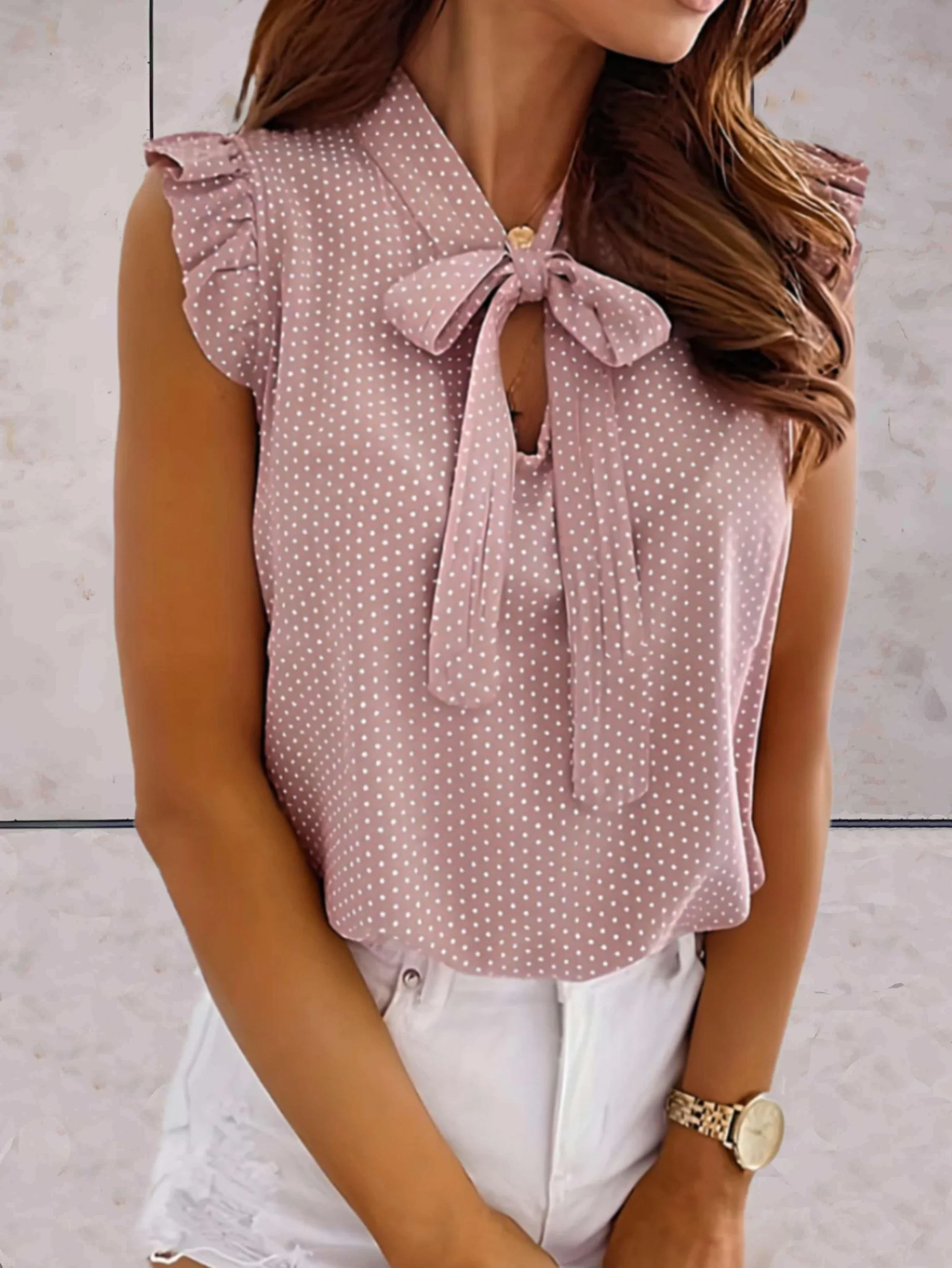 Nerine Top | Sleeveless Polka Dot Summer Top - Image 2