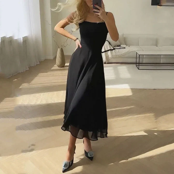 Nisha Dress | Sleeveless Strap Solid Color Midi Dress - Image 2