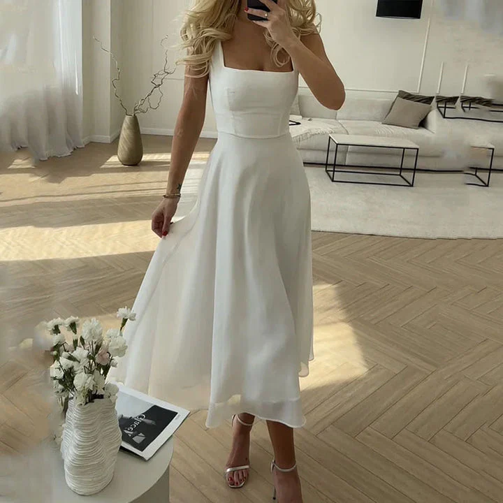 Nisha Dress | Sleeveless Strap Solid Color Midi Dress - Image 3