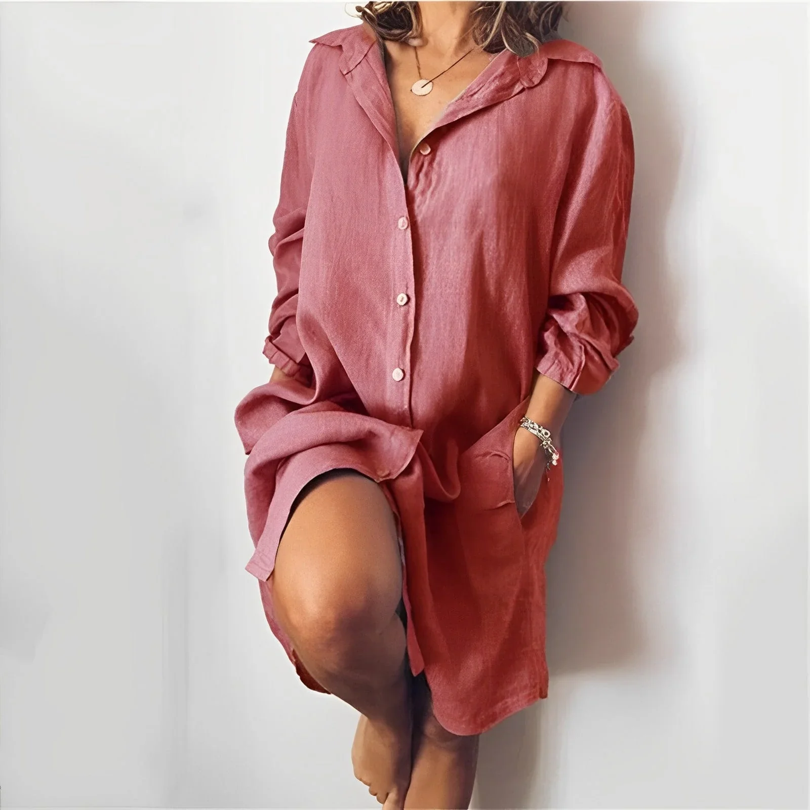 Noralie Long Sleeve Button Down Shirt Dress - Image 2