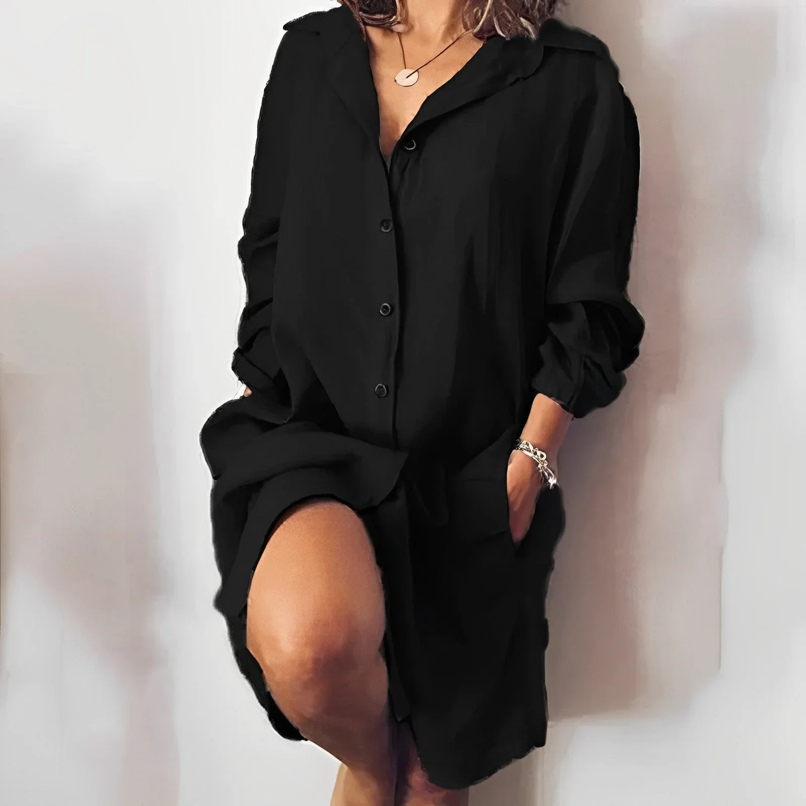 Noralie Long Sleeve Button Down Shirt Dress - Image 5