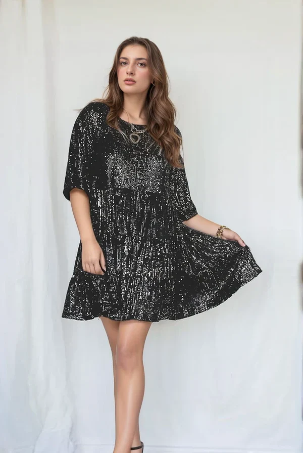 Nova Loose-fit Comfy Sequins Baby Doll Dress - Image 4