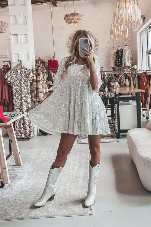 Nova Loose-fit Comfy Sequins Baby Doll Dress - Image 5