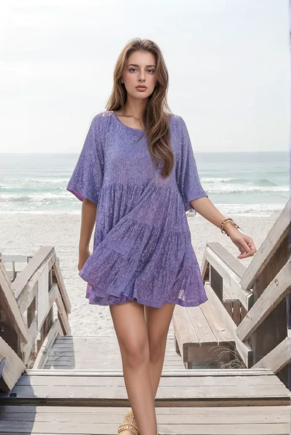 Nova Loose-fit Comfy Sequins Baby Doll Dress - Image 6