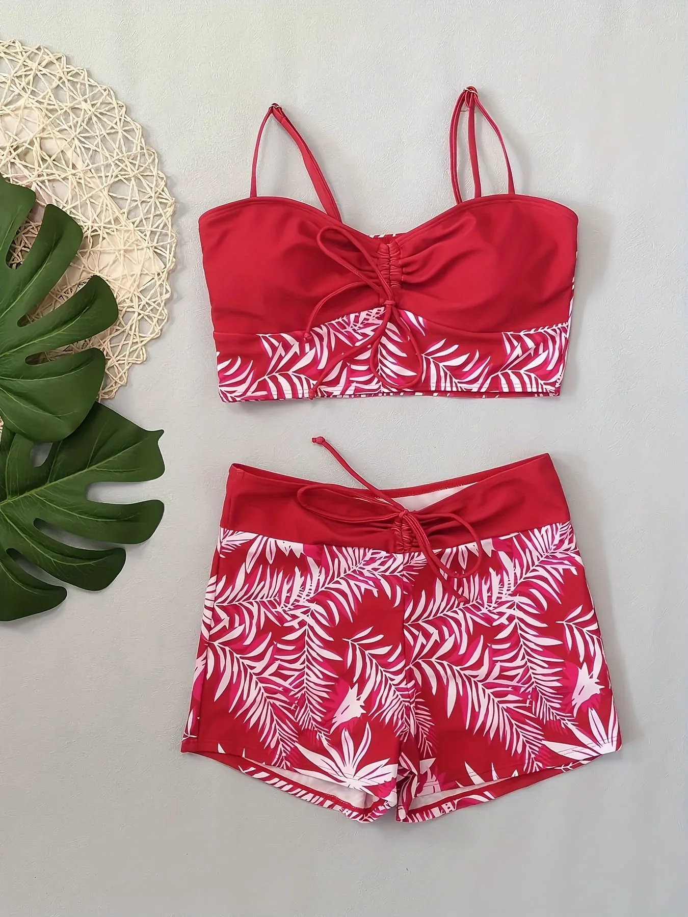 Oaklyn Bikini | Two-Piece Bikini Set with Leaf Print and Boyshorts - Image 8
