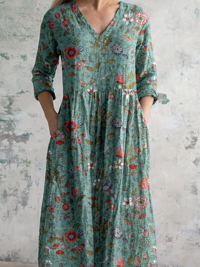 Oaklynn Dress | Long Sleeve Floral Maxi Dress with Pockets
