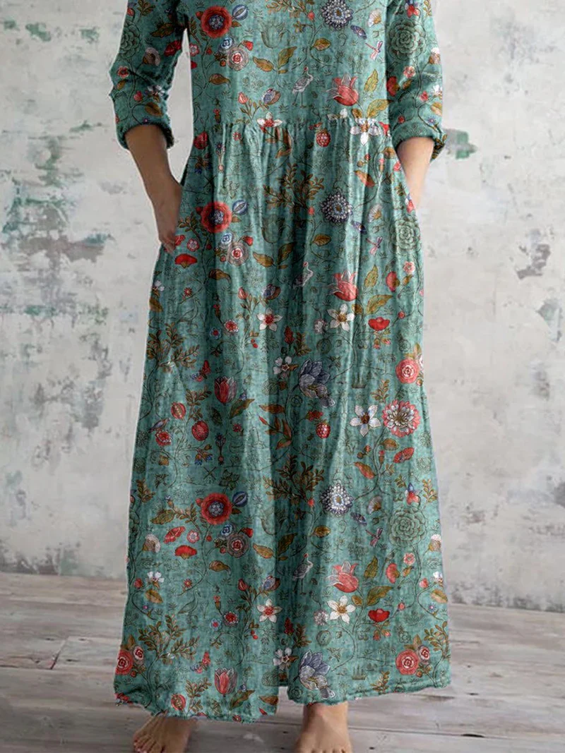 Oaklynn Dress | Long Sleeve Floral Maxi Dress with Pockets - Image 2