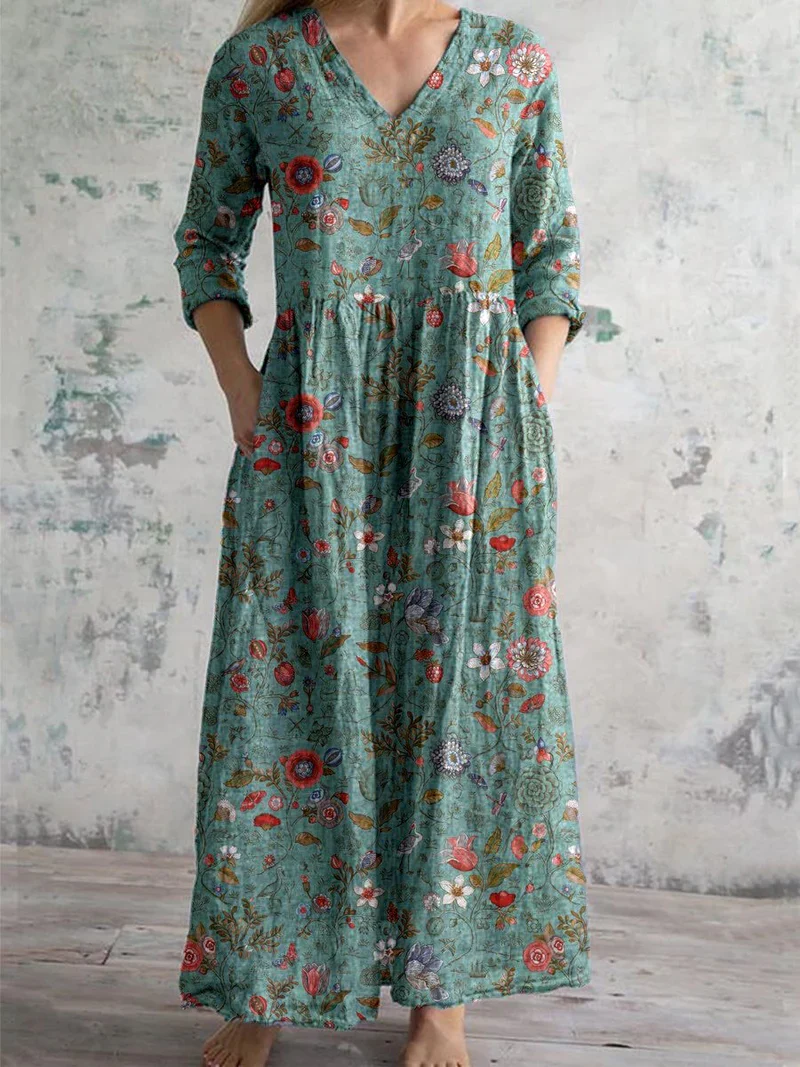Oaklynn Dress | Long Sleeve Floral Maxi Dress with Pockets - Image 3