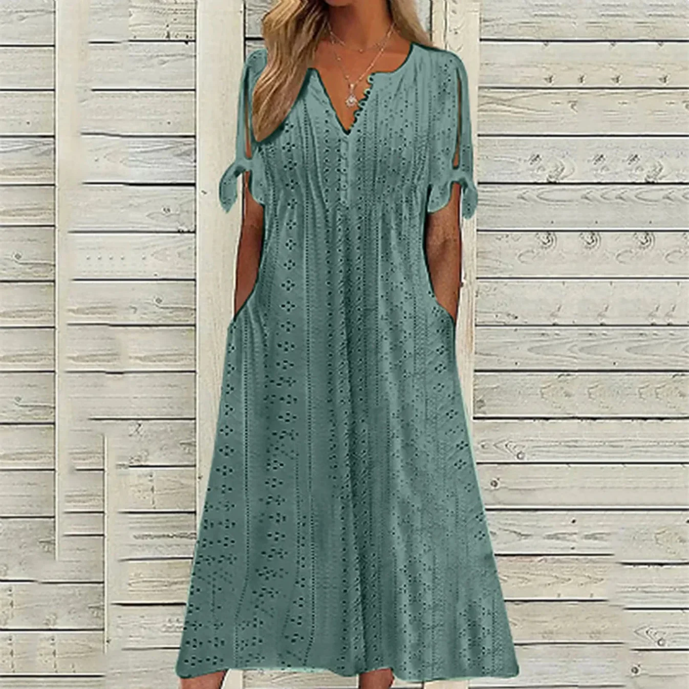 Odessia Dress | Summer Eyelet Midi Dress - Image 4