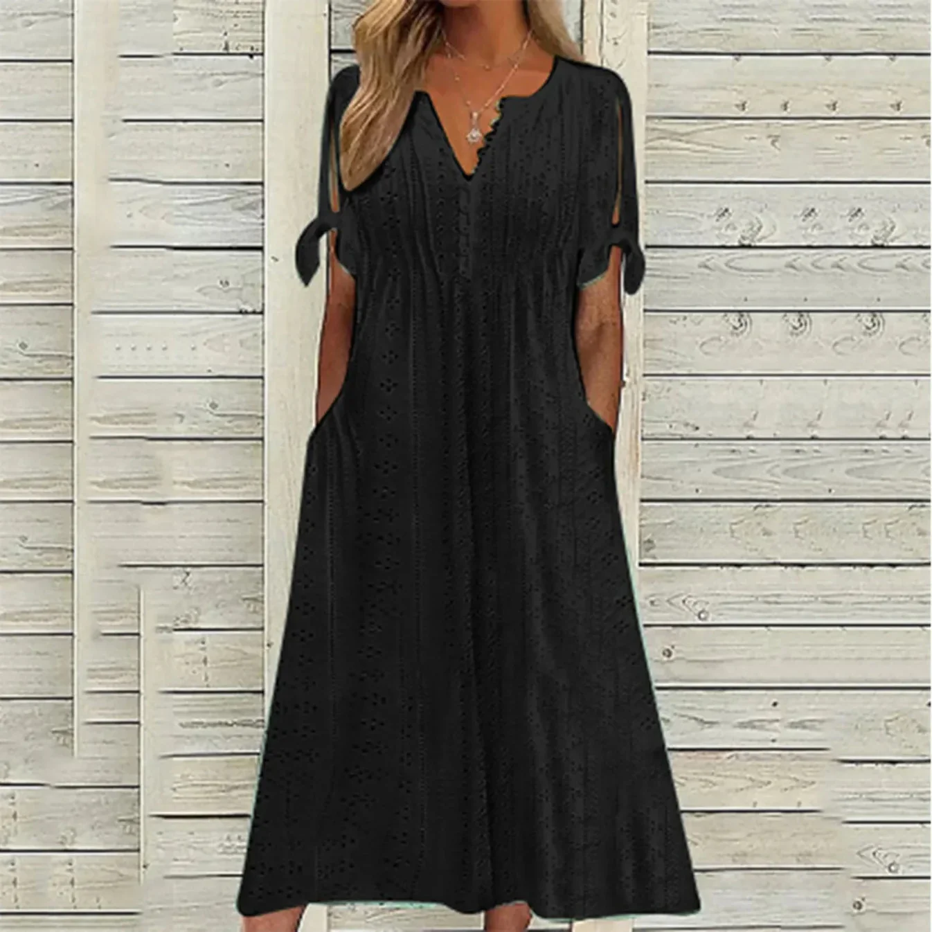 Odessia Dress | Summer Eyelet Midi Dress - Image 5