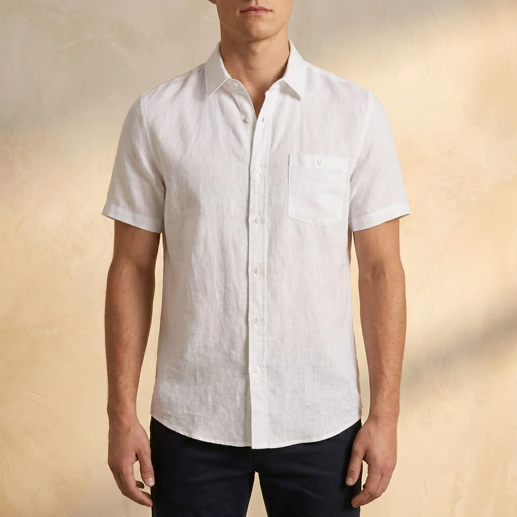 Oliver Loose Fit Short Sleeve Shirt | Button Front Chest Pocket Shirt - Image 3