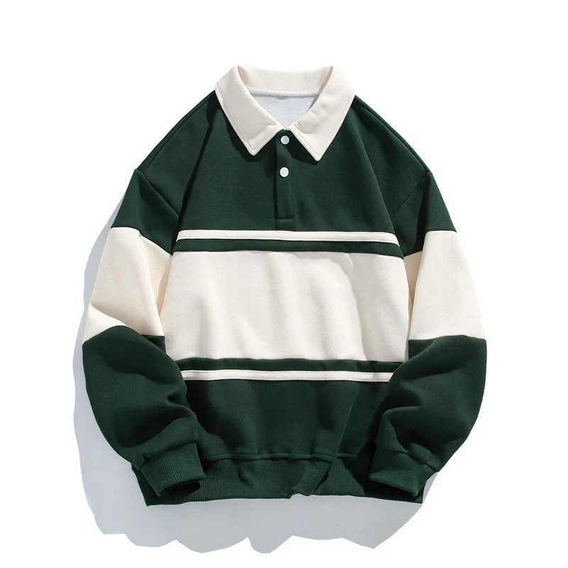 Oliver Oversized Polo Sweatshirt | Striped Collared Long Sleeve Sweatshirt