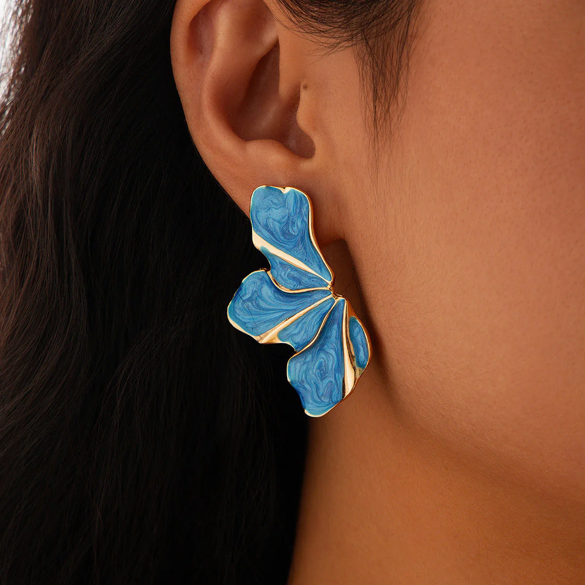 Olivia Floral Enamel Finish Flower Earrings | Gold-Tone Details Earrings