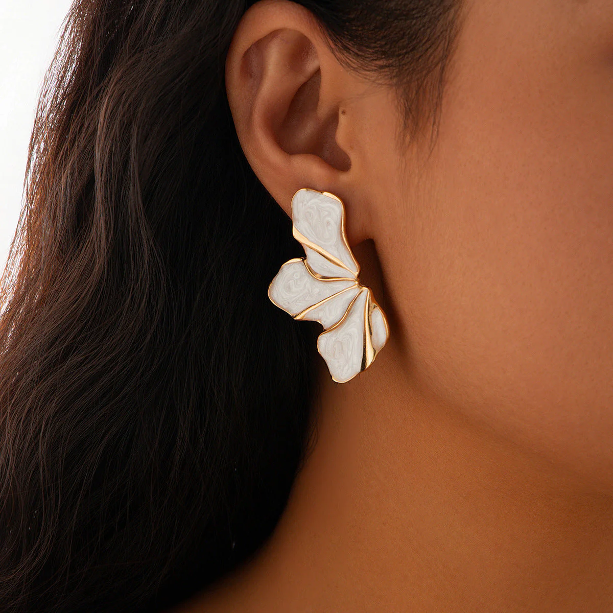 Olivia Floral Enamel Finish Flower Earrings | Gold-Tone Details Earrings - Image 2