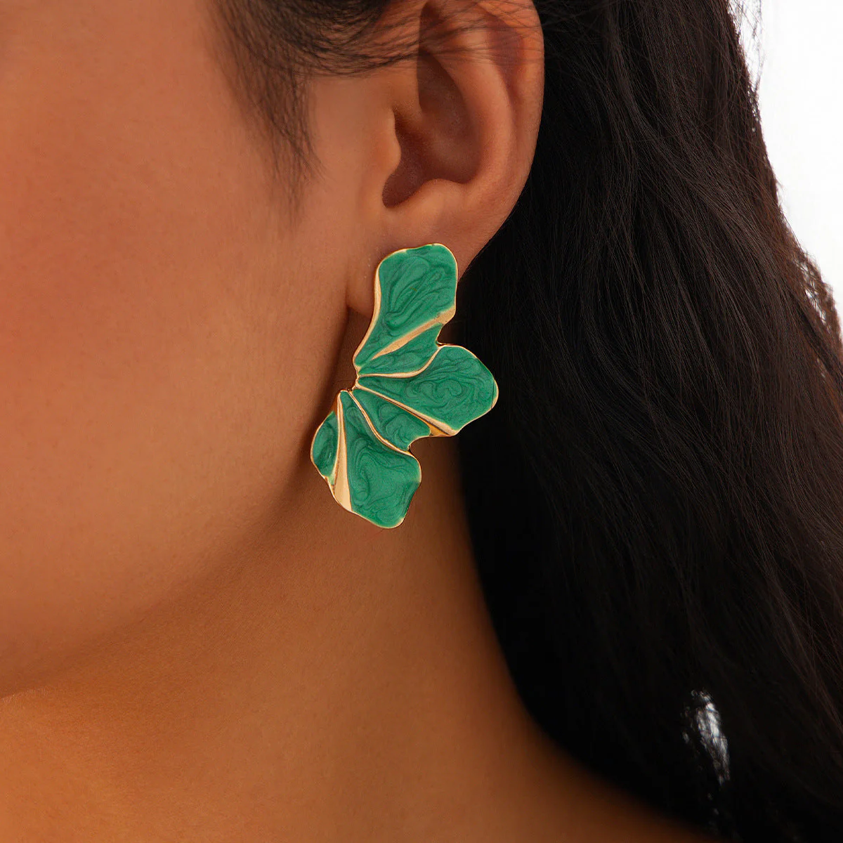 Olivia Floral Enamel Finish Flower Earrings | Gold-Tone Details Earrings - Image 5