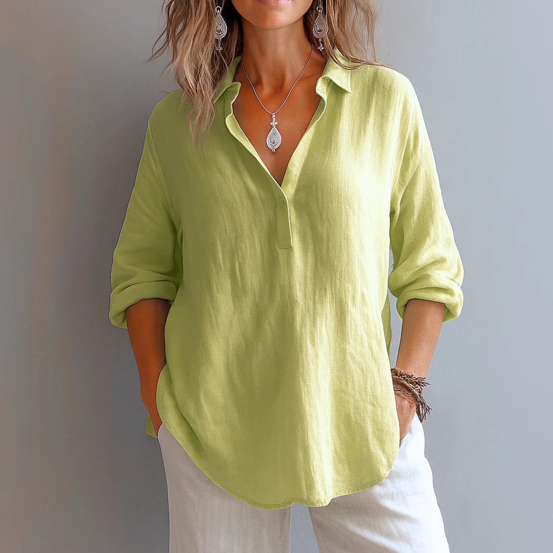 Olivia Relaxed Fit Blouse | Collared Button Placket Blouse - Image 4