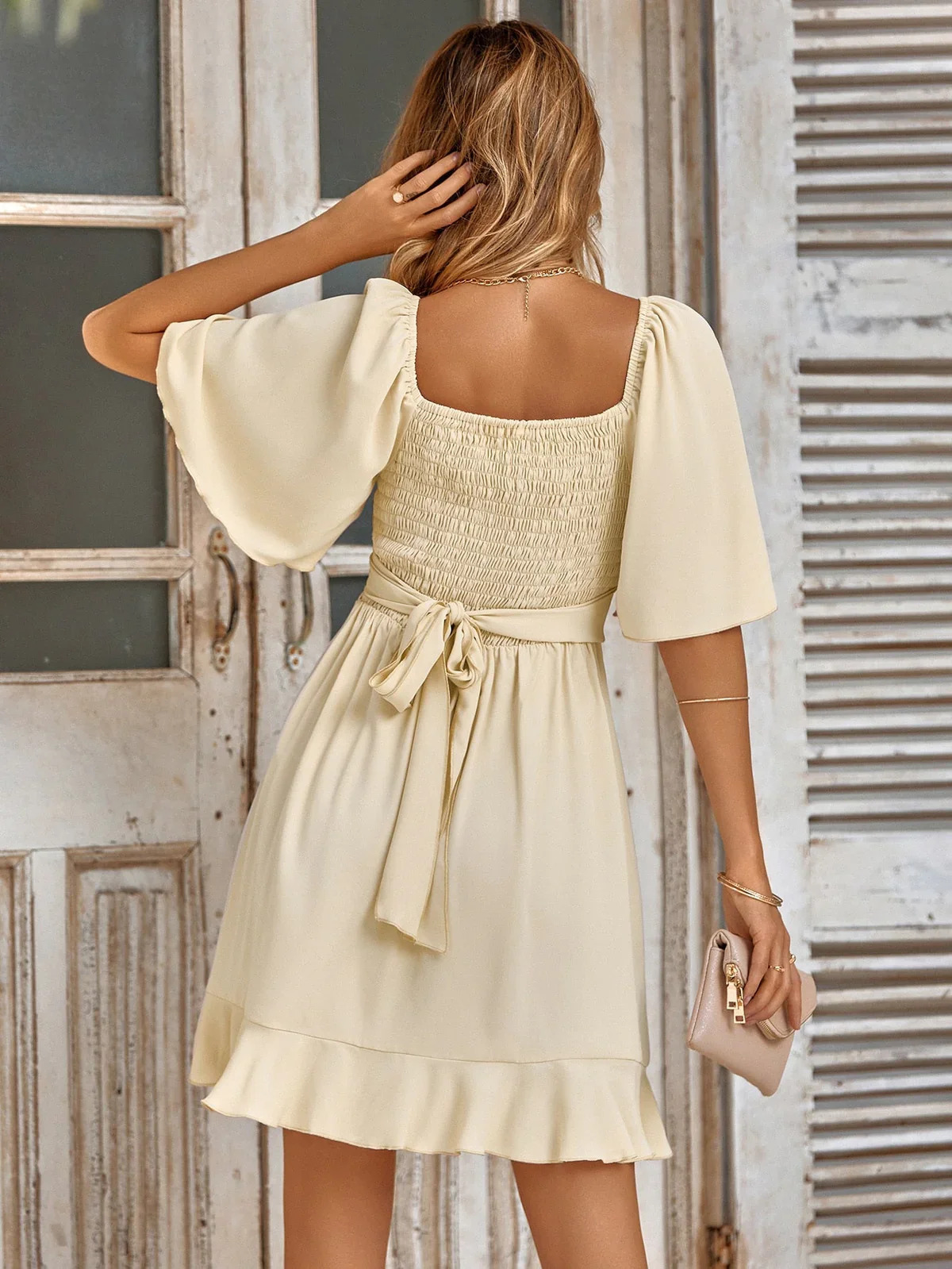 Ollie Dress | Ruffled Hem Mini Dress with Flowy Sleeves - Image 5