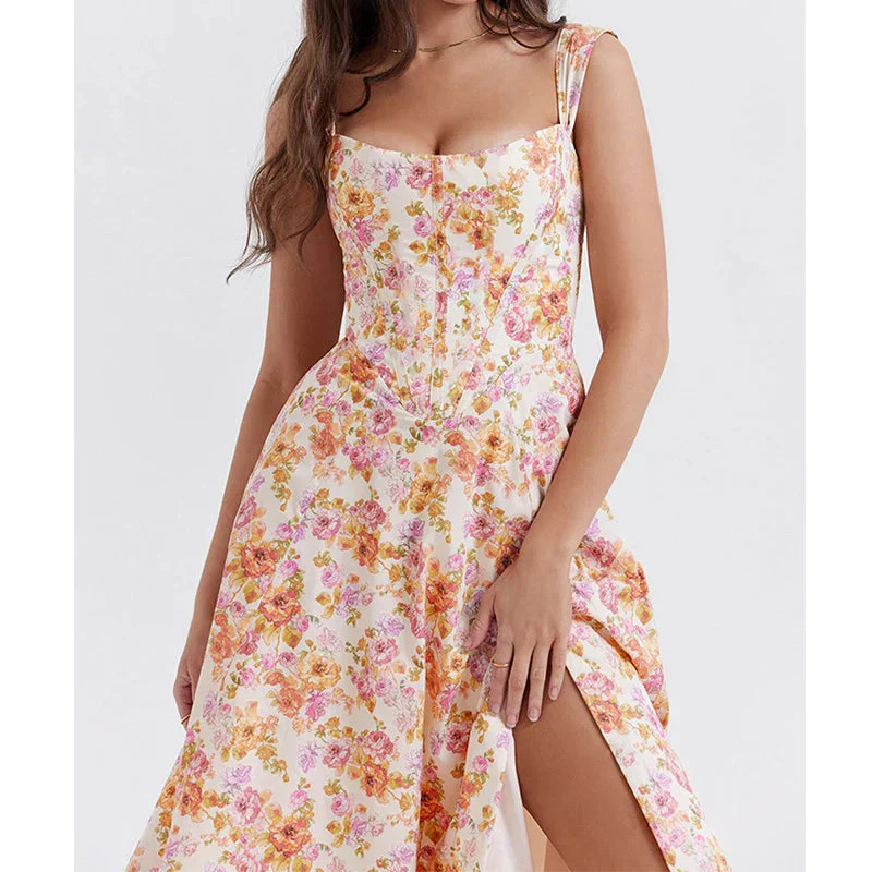 Omyrah Dress | Off-Shoulder Floral Corset Midi Dress - Image 3