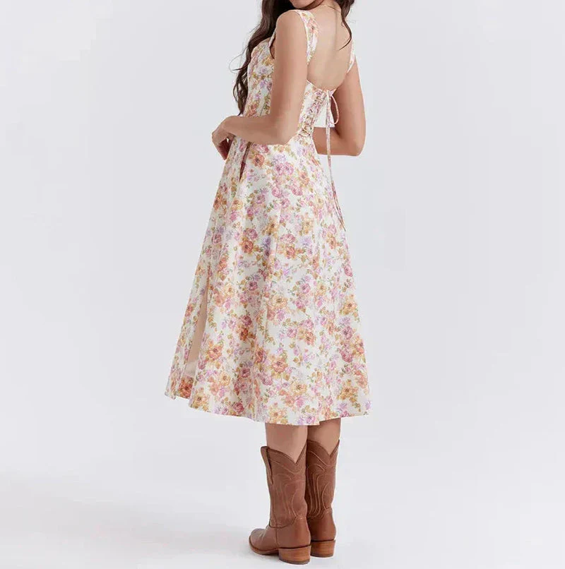 Omyrah Dress | Off-Shoulder Floral Corset Midi Dress - Image 4