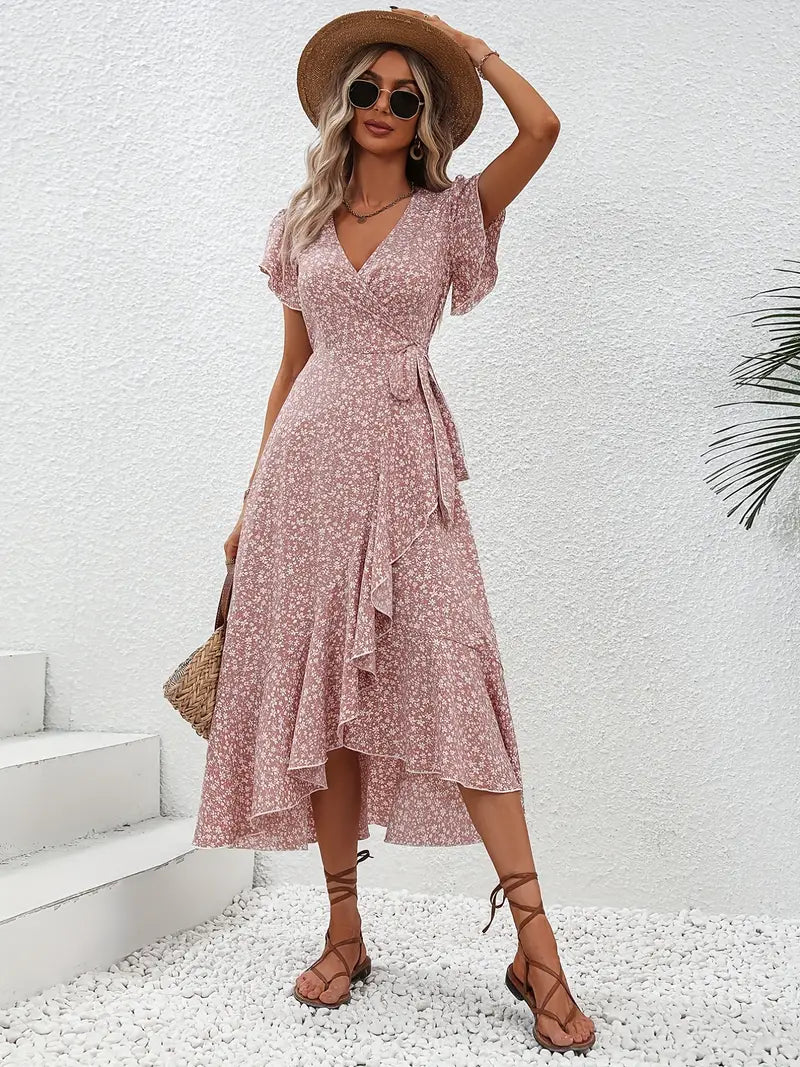 Ondina Dress | Flowy Wrap Midi Dress with Floral Print - Image 2