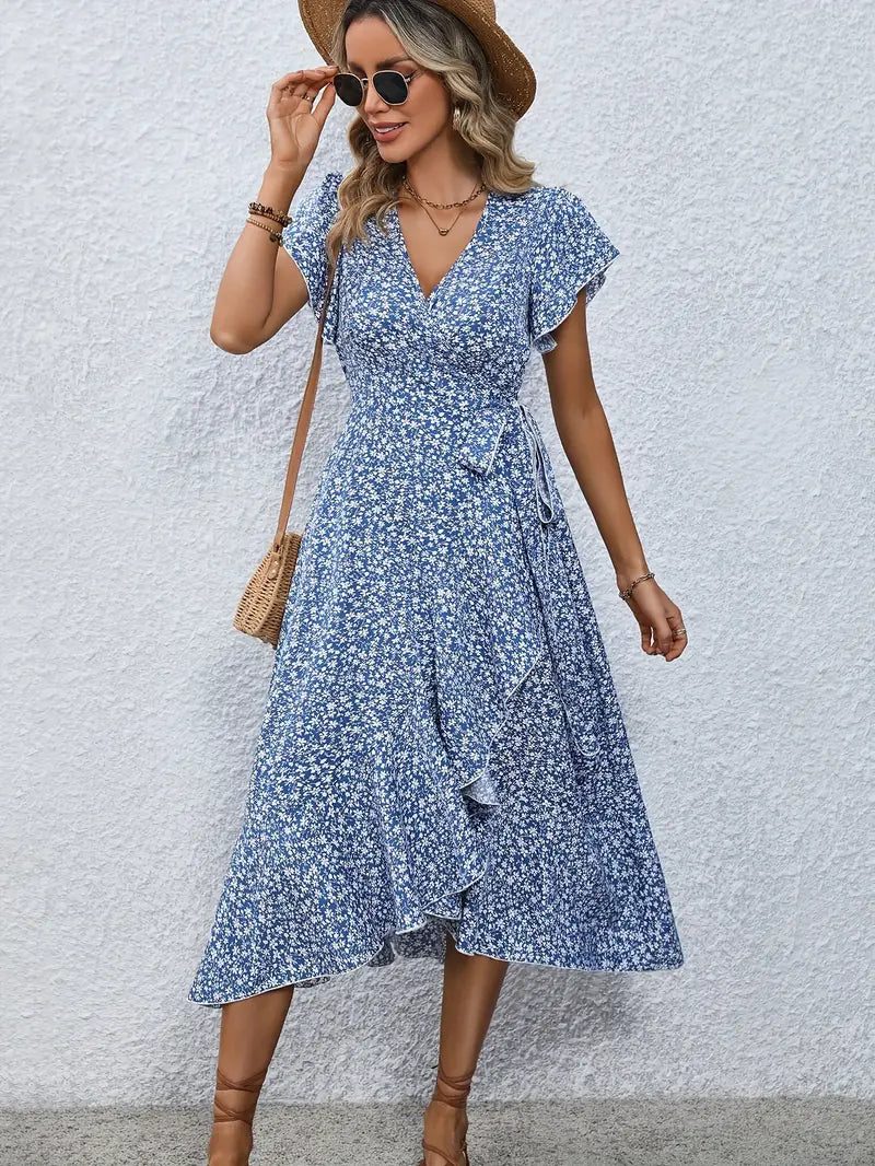 Ondina Dress | Flowy Wrap Midi Dress with Floral Print - Image 4