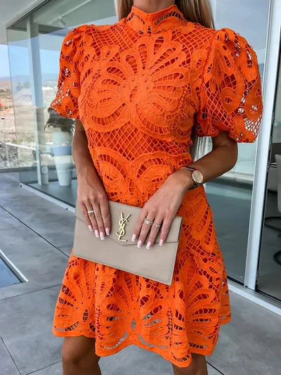 Onessa Dress | Embroidered Mini Dress with Puff Sleeves - Image 2