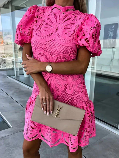 Onessa Dress | Embroidered Mini Dress with Puff Sleeves - Image 6