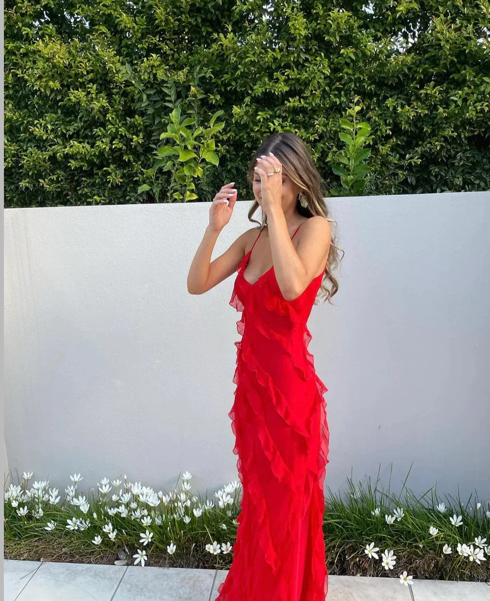 Onoria Dress | Ruffle Spaghetti Strap Maxi Dress - Image 11