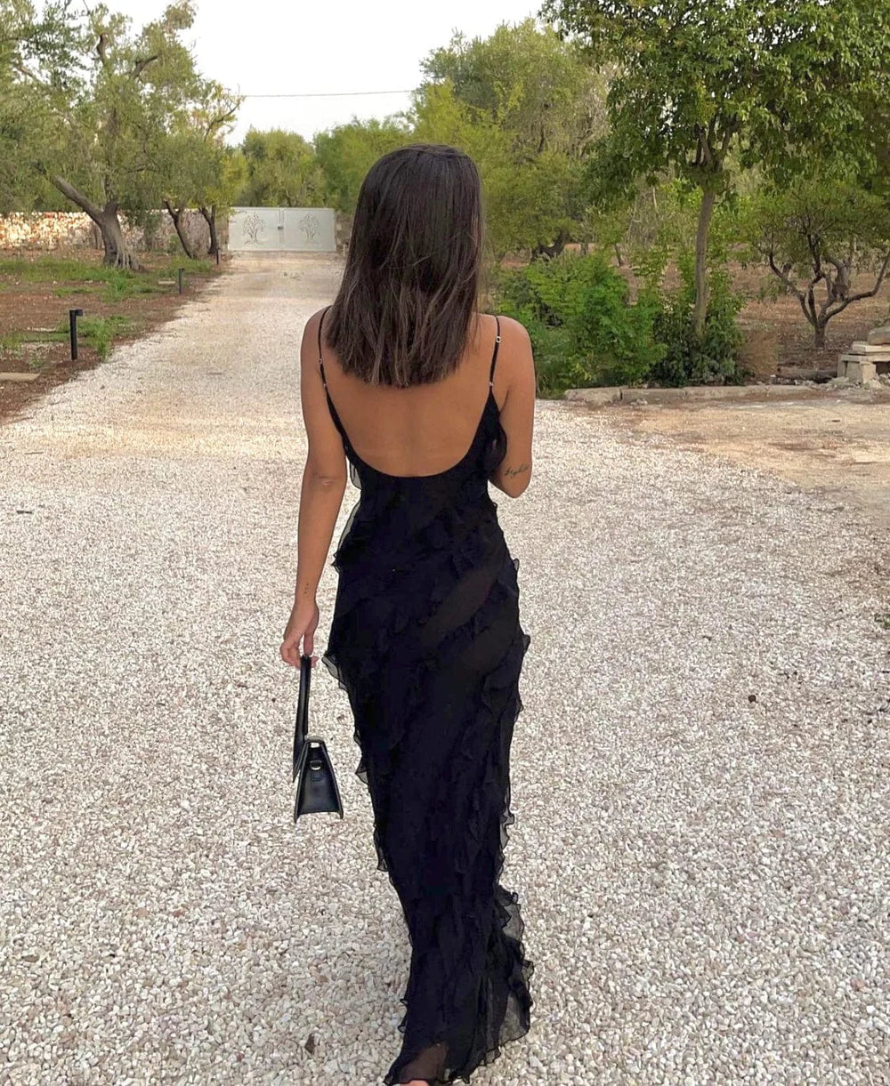 Onoria Dress | Ruffle Spaghetti Strap Maxi Dress - Image 4