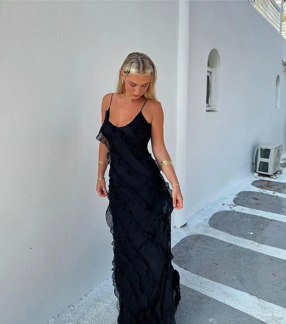 Onoria Dress | Ruffle Spaghetti Strap Maxi Dress - Image 6