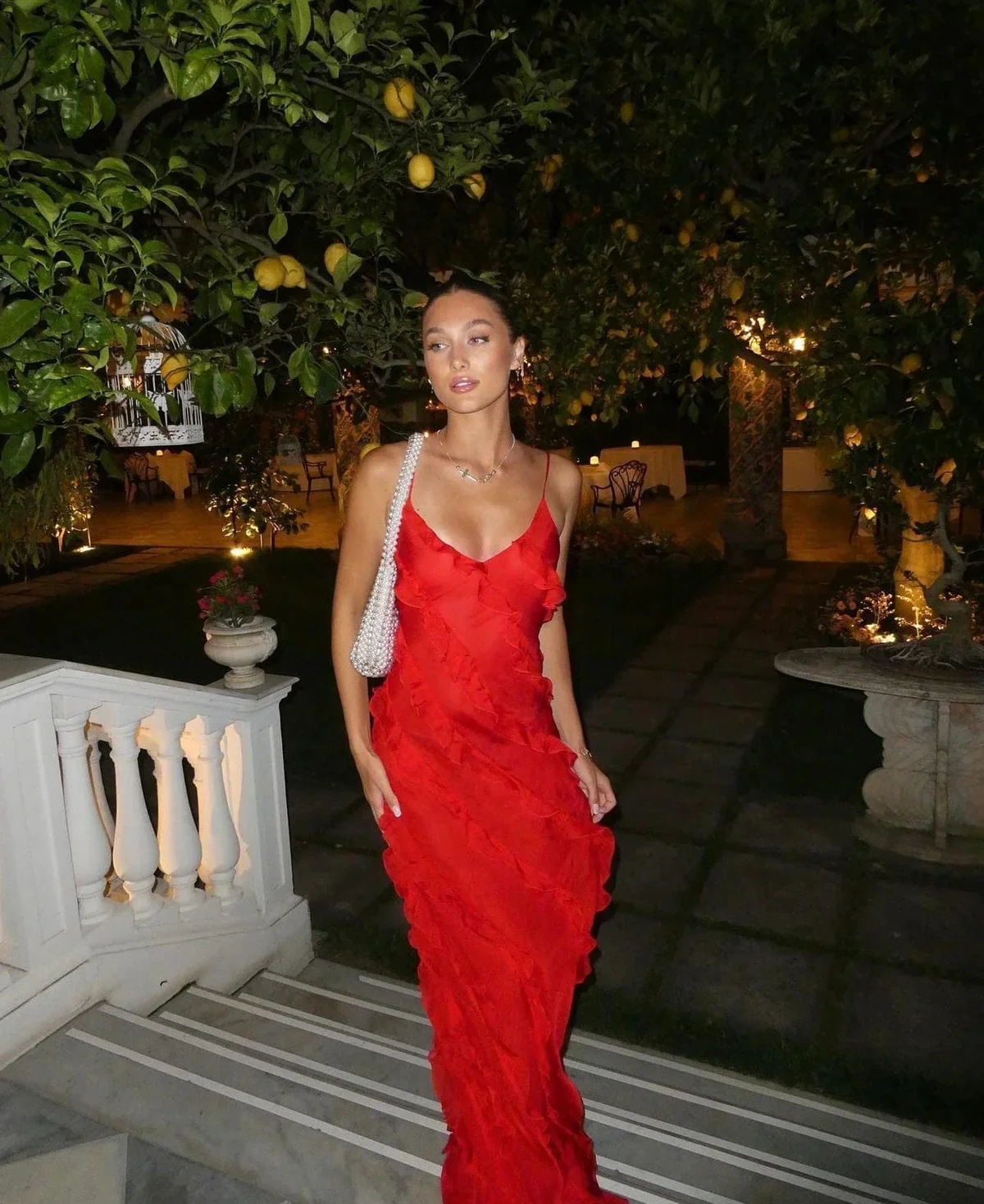 Onoria Dress | Ruffle Spaghetti Strap Maxi Dress - Image 9