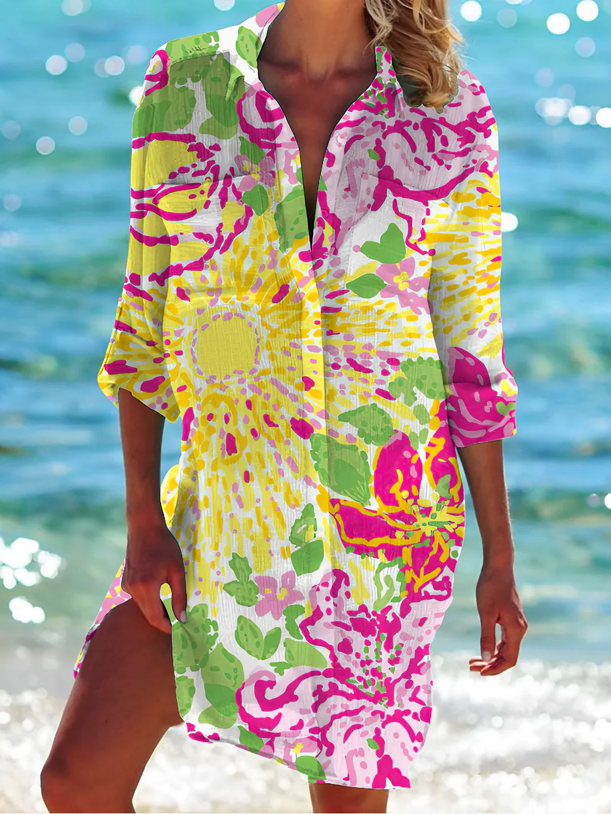 Orintha Shirt | Button-Down Printed Summer Long Blouse - Image 2