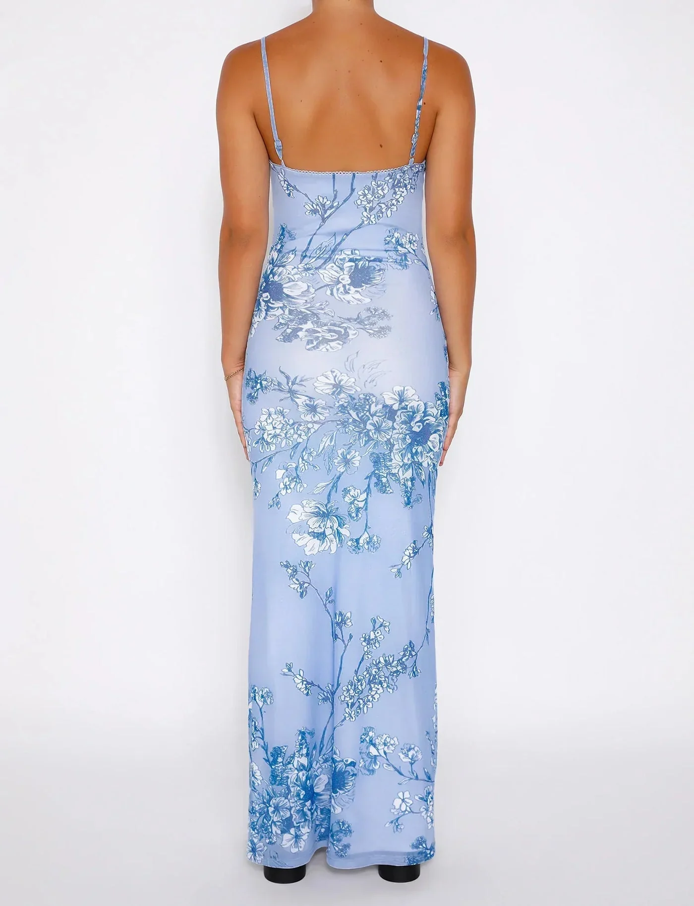 Oriyah Dress | Floral Print Sleeveless Maxi Dress with Spaghetti Straps - Image 3