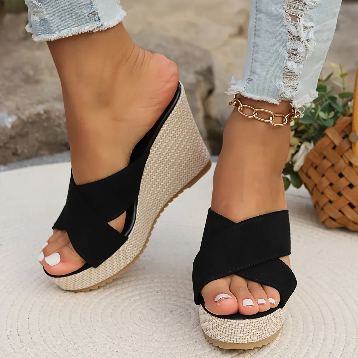 Orlena Sandals | Cross Strap Wedge Sandals with Platform Sole - Image 5