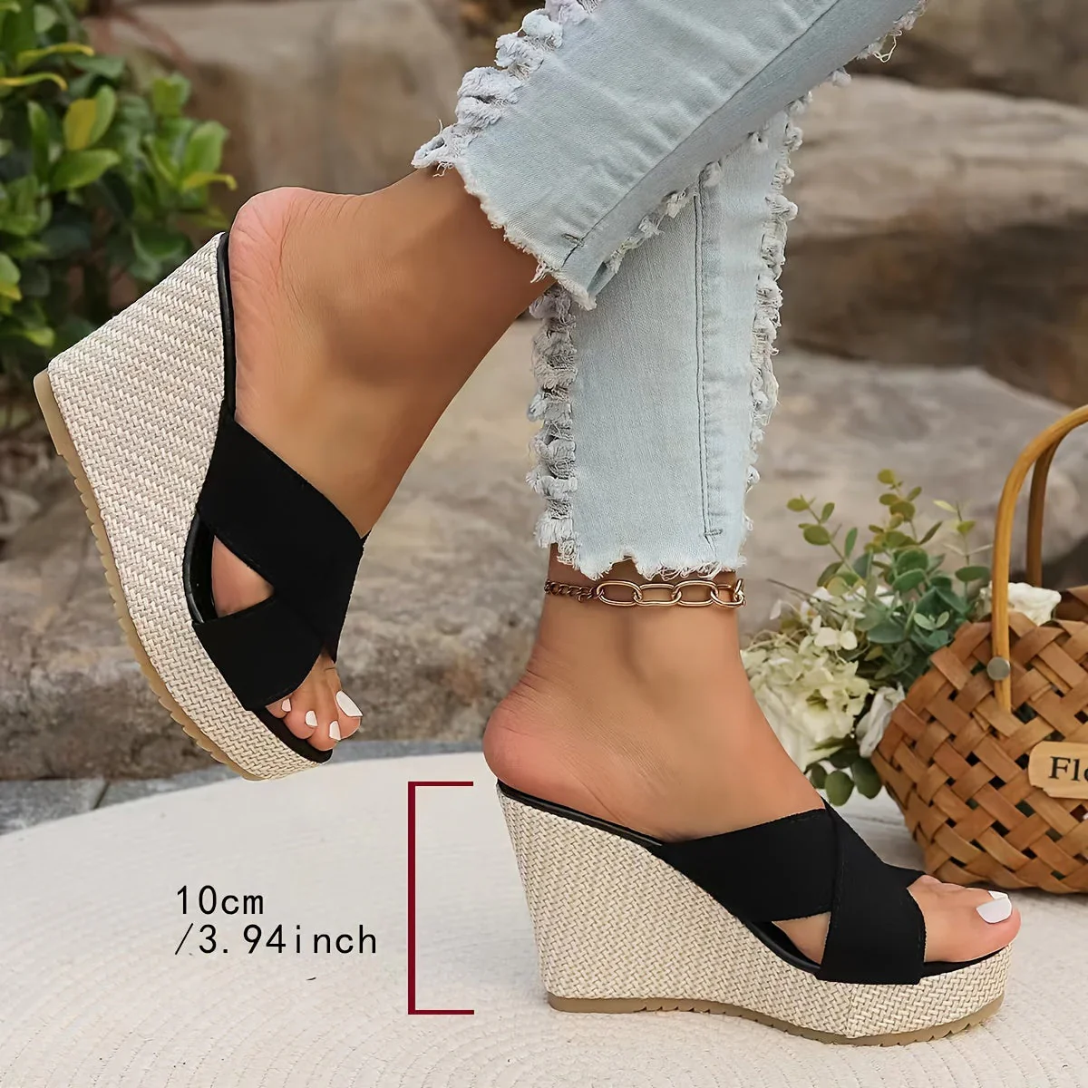 Orlena Sandals | Cross Strap Wedge Sandals with Platform Sole - Image 6