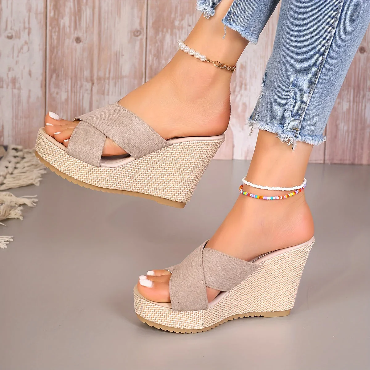 Orlena Sandals | Cross Strap Wedge Sandals with Platform Sole - Image 7