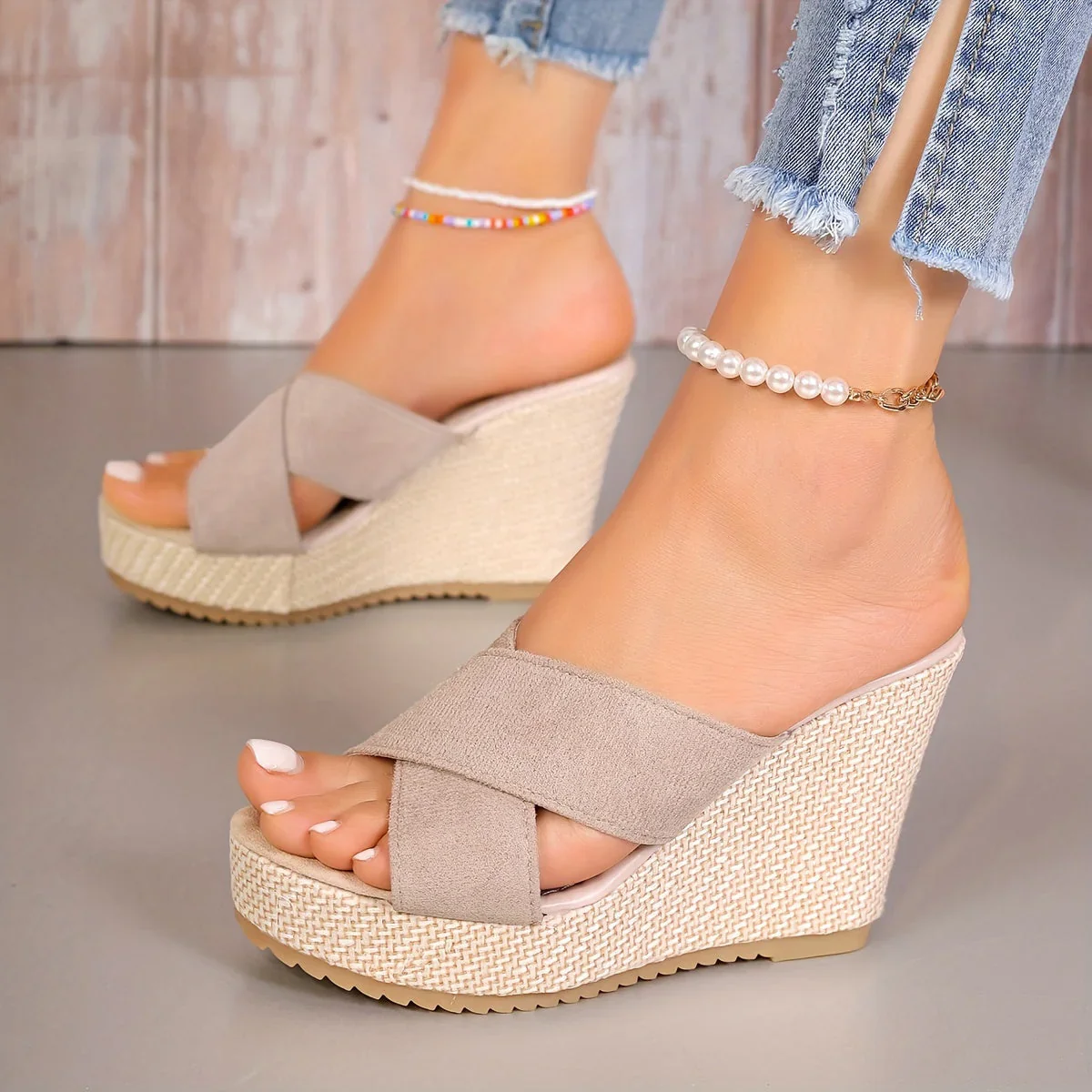 Orlena Sandals | Cross Strap Wedge Sandals with Platform Sole - Image 9