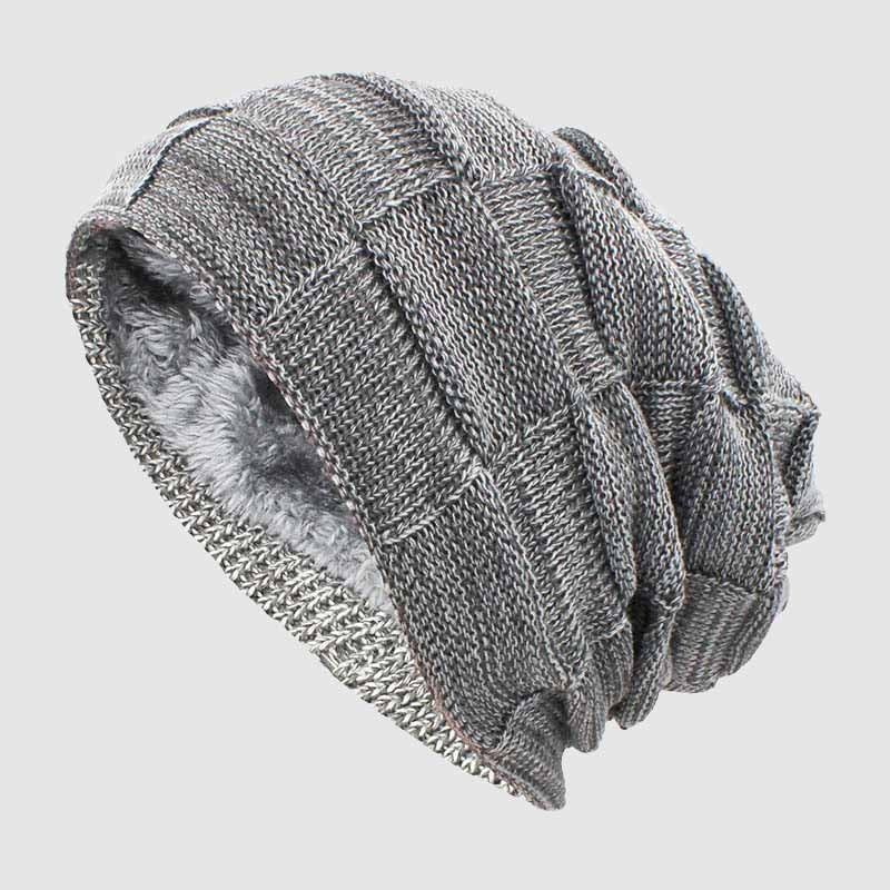 Oscar Relaxed Fit Slouch Beanie | Solid Block Knit Brim Slouch Beanie
