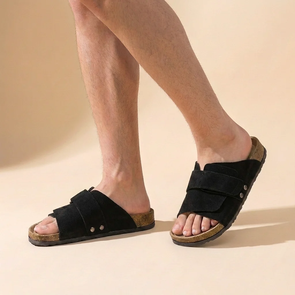 Oscar Orthopedic Slide Sandal | Adjustable Strap Cork Footbed Slide Sandal - Image 4