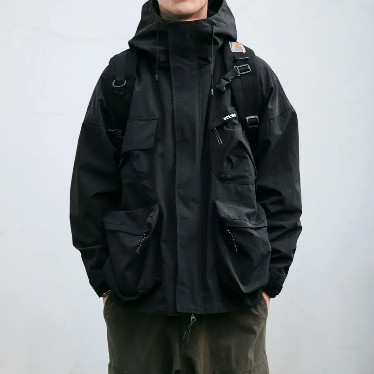 Oscar Oversized Windbreaker Jacket | Hooded Drawstring Utility Pockets Jacket