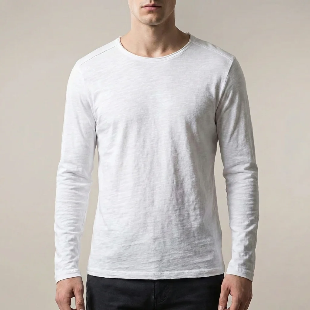Oscar Regular Fit Long Sleeve T-Shirt | Solid Crewneck Long Sleeve T-Shirt - Image 2