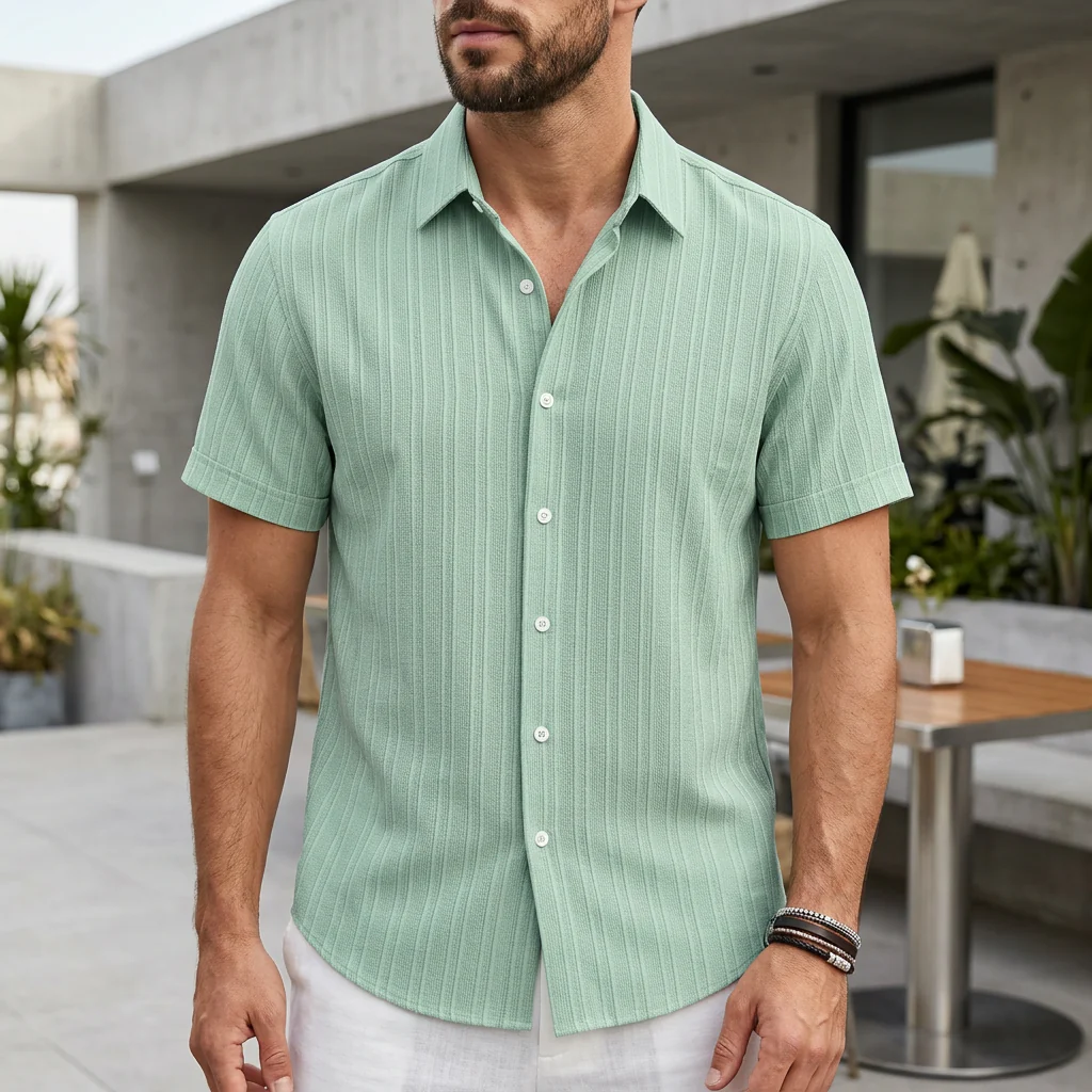 Oscar Relaxed Fit Button-Up Shirt | Collared Short Sleeve Shirt - Image 4