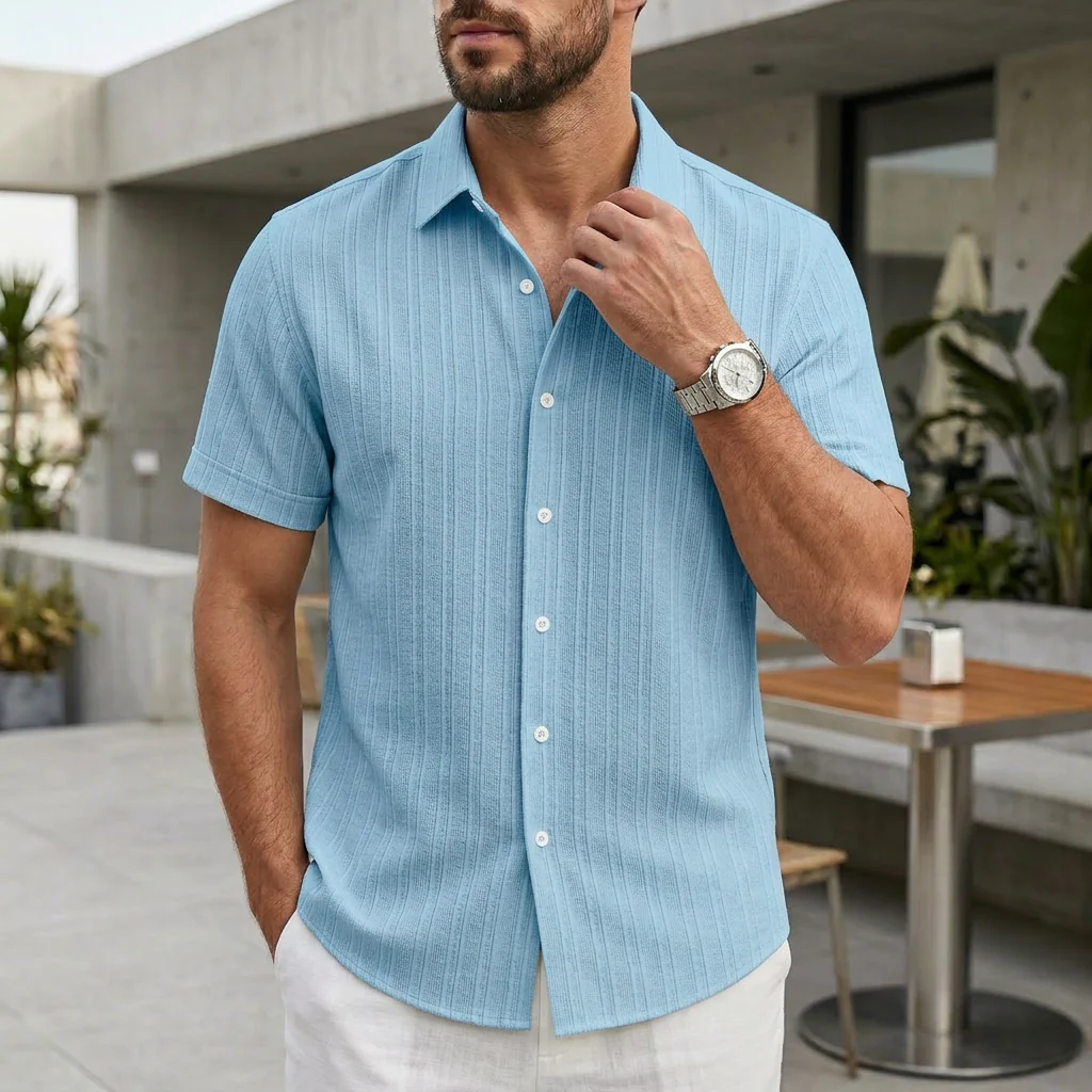 Oscar Relaxed Fit Button-Up Shirt | Collared Short Sleeve Shirt - Image 5