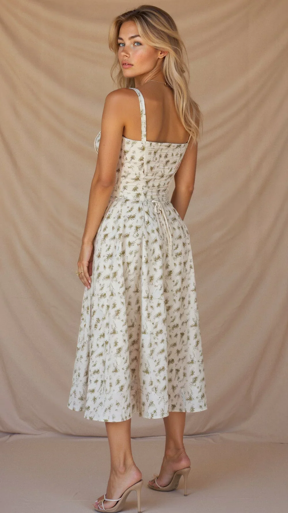 Ottie Dress | Floral Corset Midi Dress with Side Slit - Image 8